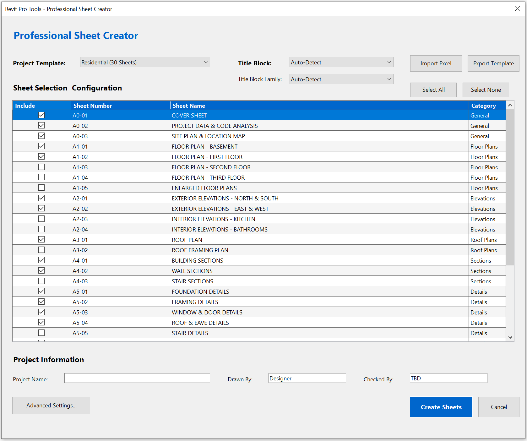 ReviTask sheet creation workflow